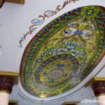 Stained glass ceiling panel in the lobby