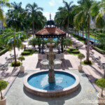Fountain and evening entertainment area