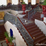 Stairs leading to outdoor courtyard
