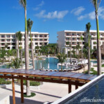 View of the lagoon pool from the lobby stairs