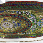 Stained glass ceiling panel in the lobby