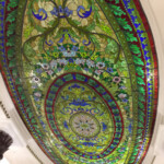 Stained glass ceiling panel in the lobby