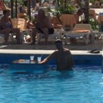 Having fun in one of the pools