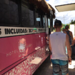 The bus that goes from the hotel to Xenses, Xcaret, and Xplor parks Hotel Xcaret Mexico park transportation
