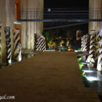 Carvings on the pathway to Teatro del Rio Hotel Xcaret Mexico carvings