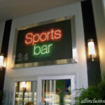 Sports Bar entrance, open 24-hrs.