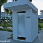 One of several changing rooms by the pools
