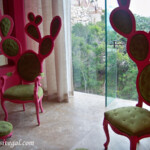 The funky chairs in Casa Fuego check-in Hotel Xcaret Mexico Casa Fuego check-in room chairs