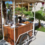 Breakfast cart near main pool Hotel Xcaret Mexico breakfast cart