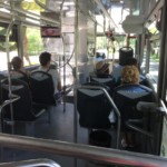 Bottom level of the red double decker shuttle bus Barcelo Maya Grand Resort shuttle service