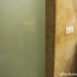 Frosted glass toilet door for additional privacy Barcelo Maya Palace bathroom