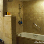 Tub/shower area in the Jr. Suite Barcelo Maya Palace Jr. Suite bathroom