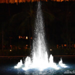 Tropical entrance fountain at night Barcelo Maya Tropical fountain