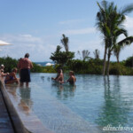 Waiting for the aqua cycling class to begin in the TRS pool TRS Coral Hotel aqua cycling class