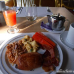 My Mexican power breakfast. Typically consists of chilaquiles, scrambled eggs, fruit, pain au chocolat, bacon (of course), fruit juice, and hot tea. Mmmmm.... Iberostar Tucan buffet breakfast