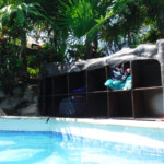 "Cubbies" at the bottom of the entrance steps to the swim-up bar pool Iberostar Tucan/Quetzal swim-up pool storage