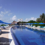 Main pool looking towards Azur restaurant Live Aqua Beach Resort Cancun main pool