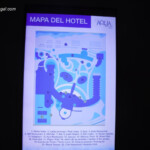 There's a digital screen on the downstairs ground floor which advertises different things about the resort. This is the resort map. Live Aqua Beach Resort Cancun digital resort map
