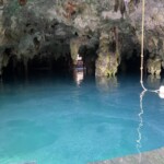 Cenote interior, looking at another cenote entrance