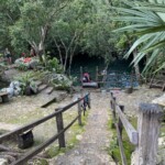 Walking down the main stairway to the water