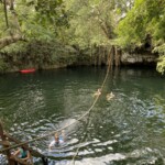 There's two ropes in the water for those who want to rest after swimming, one above the water for your hands, one underneath the water for your feet