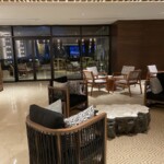 Adjacent seating near non-upgraded lobby check-in