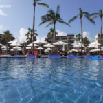 Tiled beds in the infinity pool