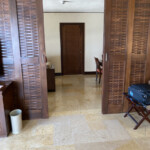 Sliding doors between the bedroom and living room