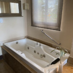 Jacuzzi tub next to the bedroom area