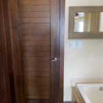 Bathroom door can be closed for privacy
