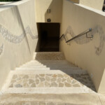 Pool bathrooms are down a level